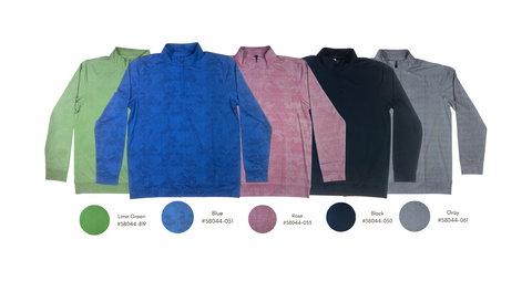 Collection of jackets in various colors with color swatches below on a white background